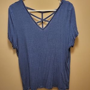 XL So Blue and black striped t-shirt